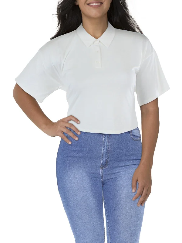 Special Savings Juniors Womens Knit Short Sleeves Cropped