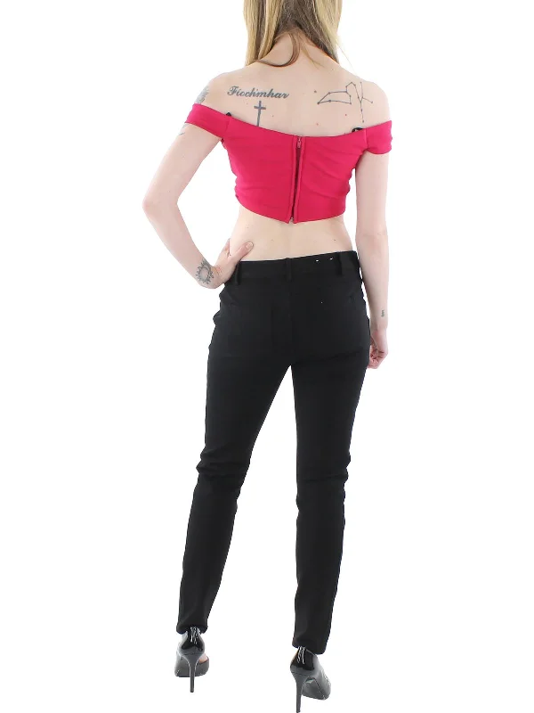 Don’t Miss Out Juniors Womens Knit Sweetheart Cropped