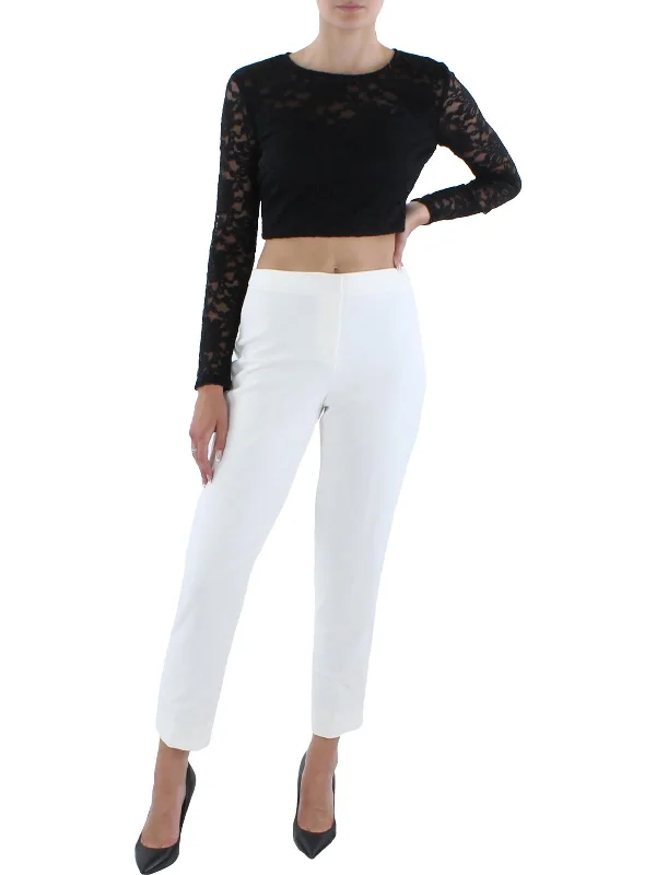 Mega Sale Juniors Womens Lace Crewneck Cropped