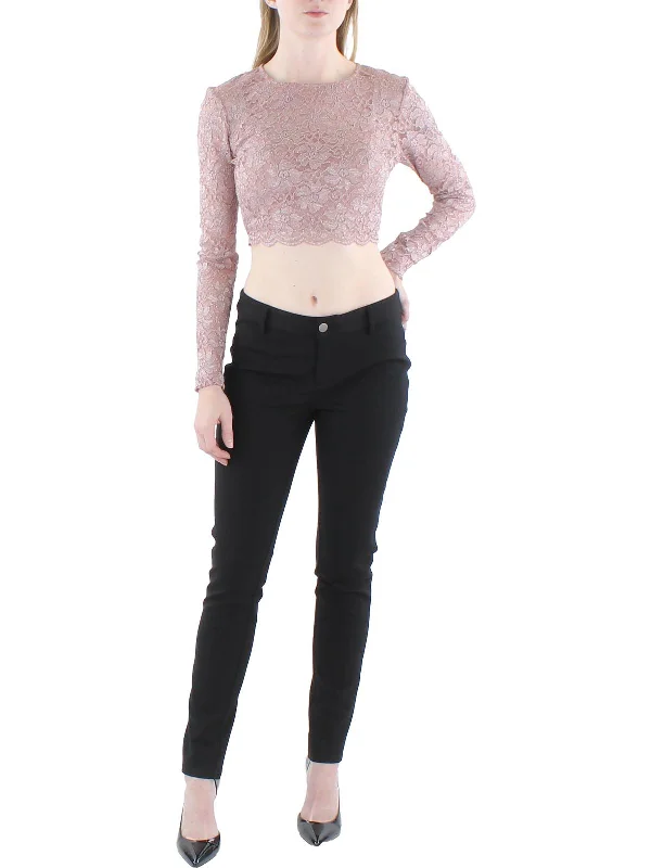 Super Bargain Juniors Womens Lace Glitter Cropped