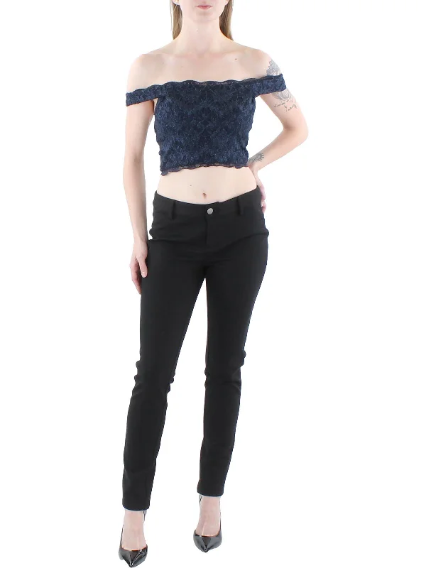 New Markdowns Juniors Womens Lace Glitter Cropped