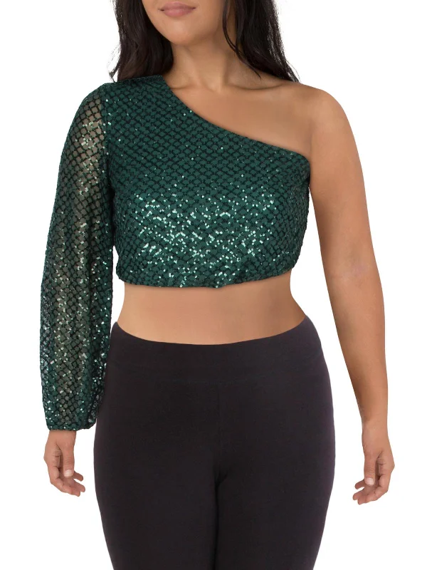 Buy Now Juniors Womens Mesh Sequined Cropped