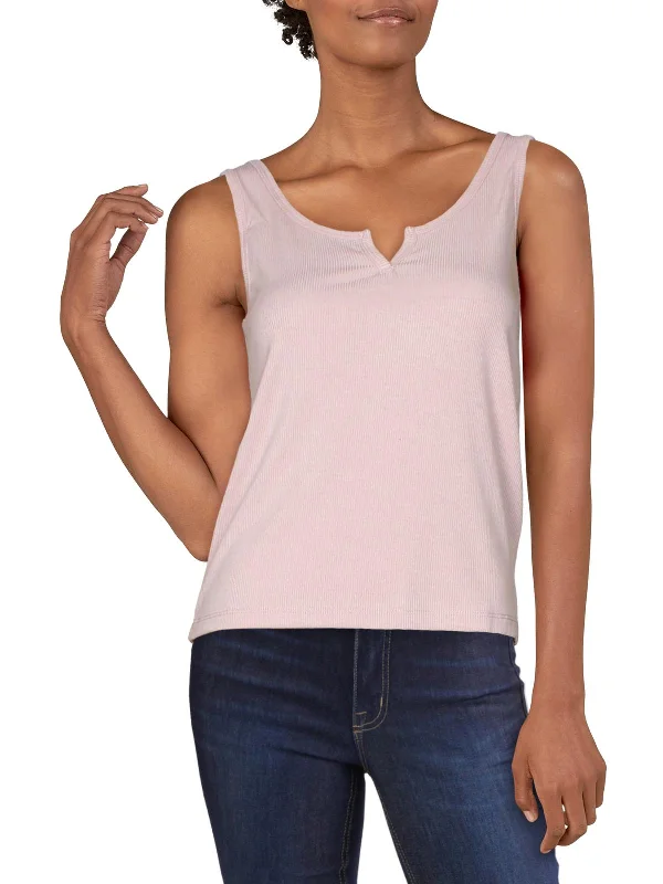Buy Now Juniors Womens Ribbed Notched Neck Tank Top