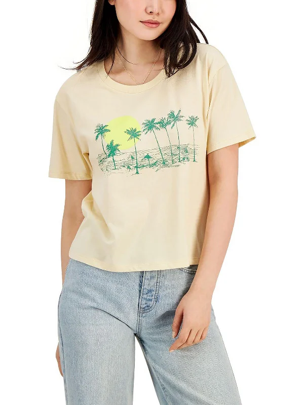 Discount Mania Juniors Womens Short Sleeve Crewneck Graphic T-Shirt