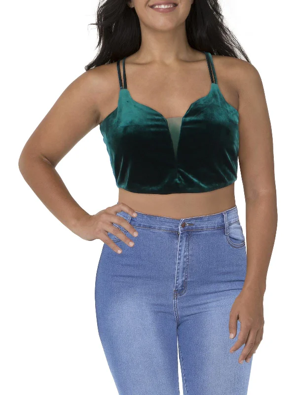 Daily Deals Juniors Womens Velvet V-Neck Cropped