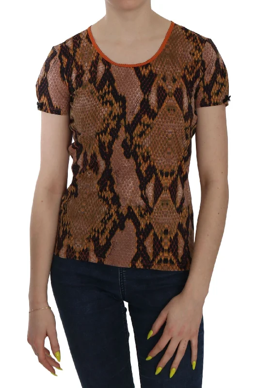 Great Deals Just Cavalli Snake Skin Print Short Sleeve Top Women's T-shirt