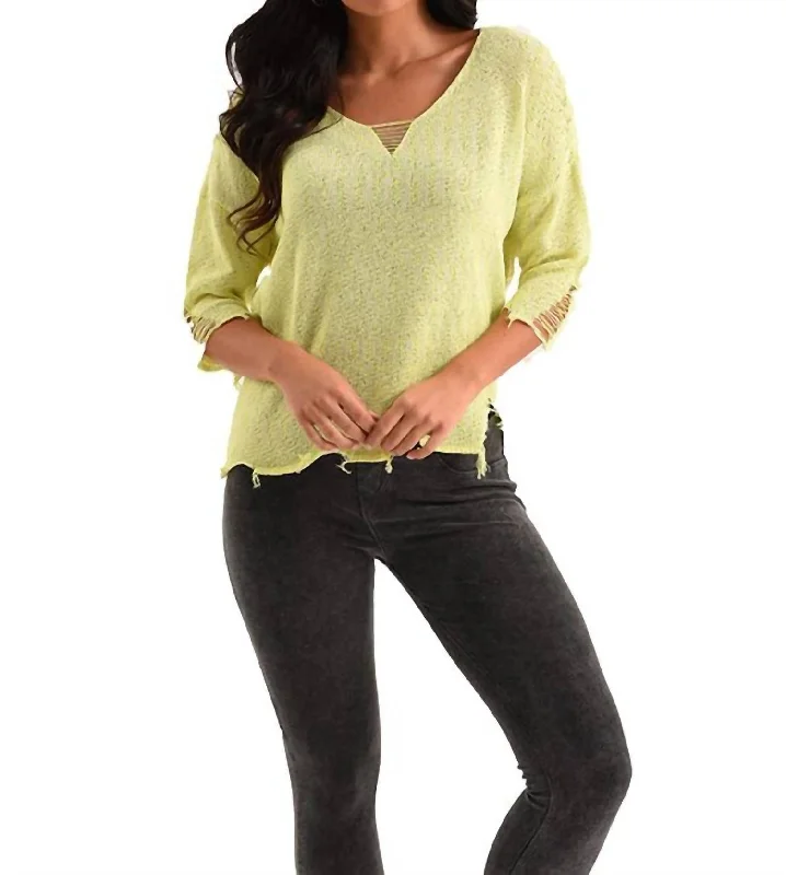 Major Savings Kendall Raw Cut Crochet Top In Lime