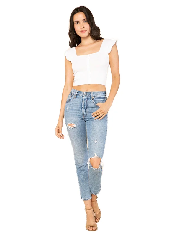 Deal Alert Kensley Womens Lightweight Cap Sleeve Crop Top