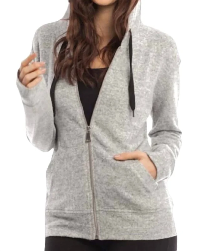 Amazing Deals Kourtney Kashmira Zip-Up Hooded Sweatshirt In Beige