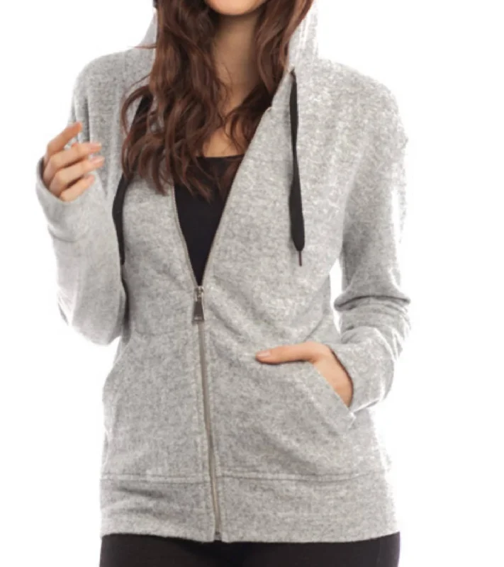 Loyalty Reward Kourtney Kashmira Zip-Up Hooded Sweatshirt In Gray