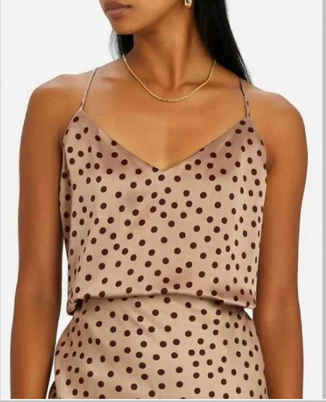 Super Deal Kylee Racer Tank In Brown And Tan