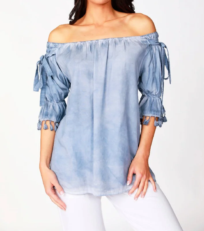 Price Drop Leanne Off The Shoulder Top In Denim