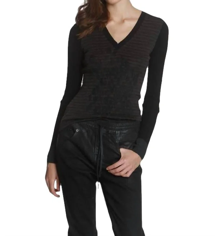 Overstock Sale Leopard Rib Vee Tee In Brown Leo