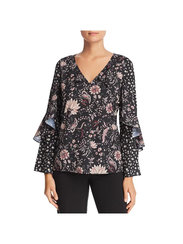 Bargain Prices Lissa Womens Bell Sleeves Floral Blouse