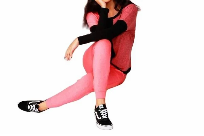 Seasonal Clearance Long Sleeve Color Block Crew In Coral