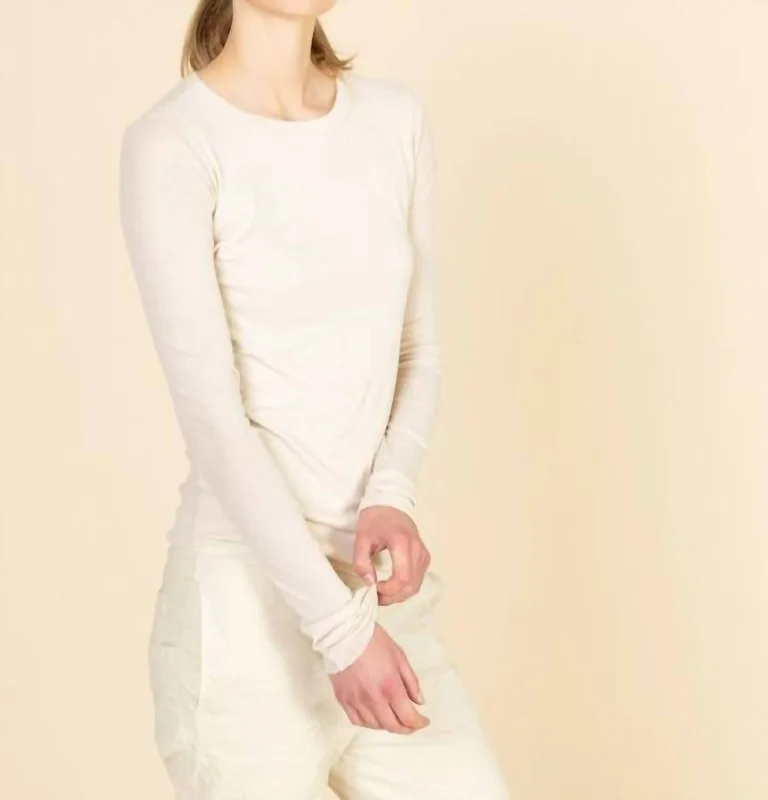 Shop and Save Long Sleeve Cotton T-Shirt In Chalk