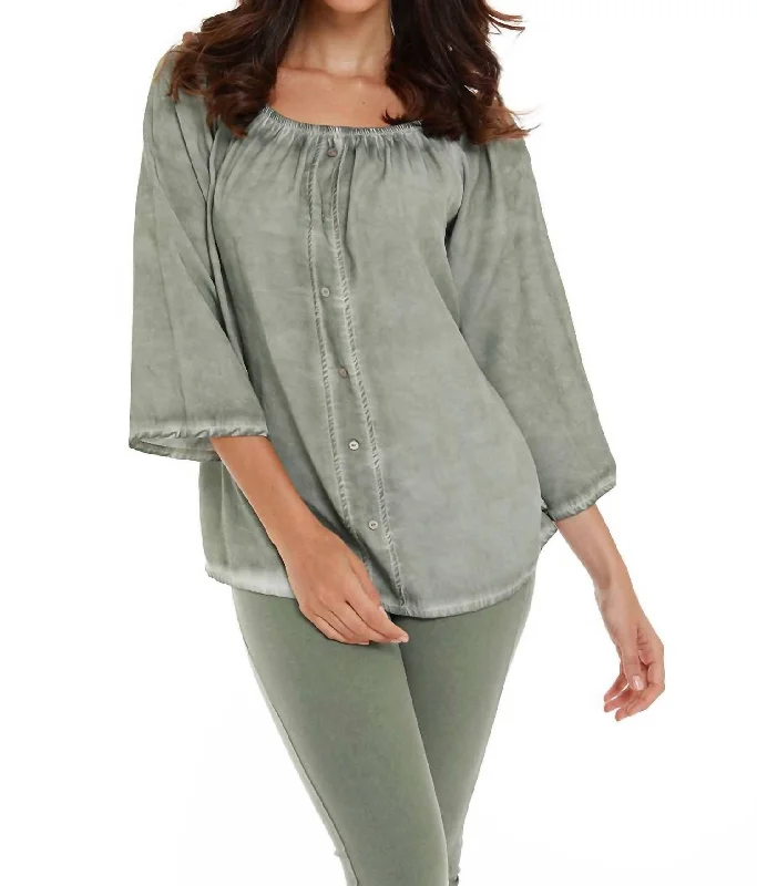 Big Savings Luciana Button Off The Shoulder Top In Olive