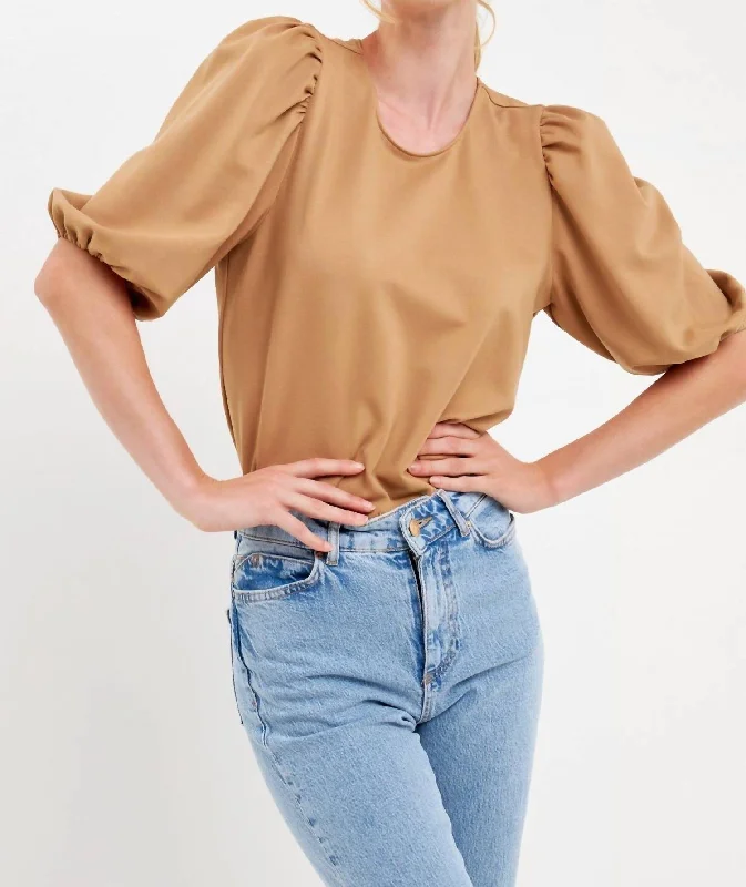 Today’s Deal Macie Ponte Puff Sleeve Top In Camel