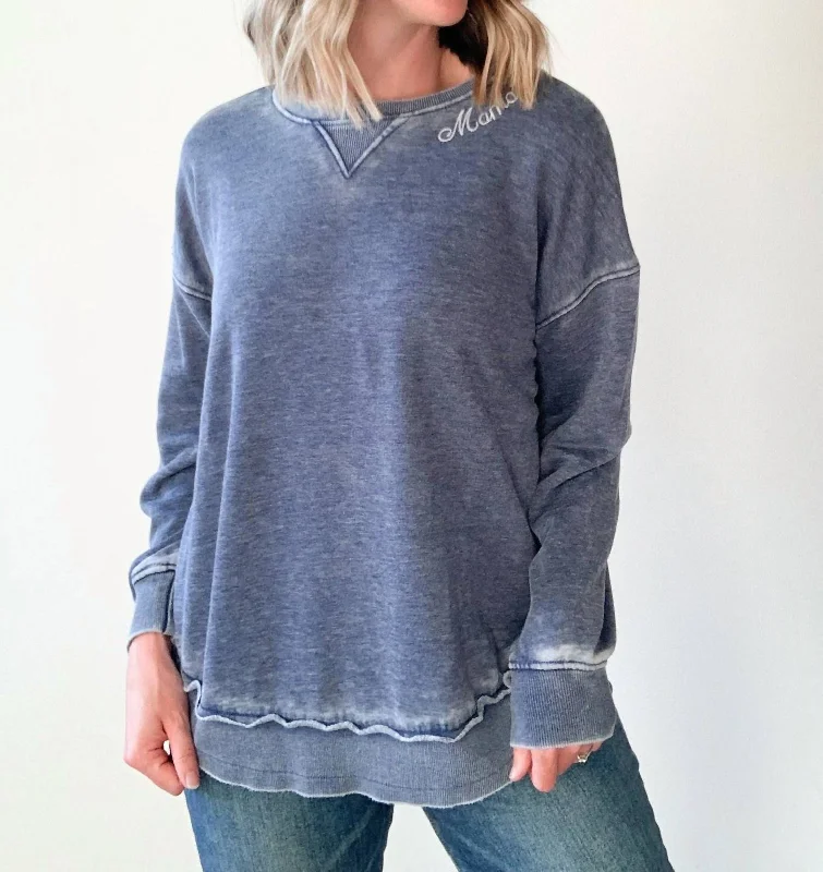 Daily Deals "mama" Embroidered Sweatshirt In Navy
