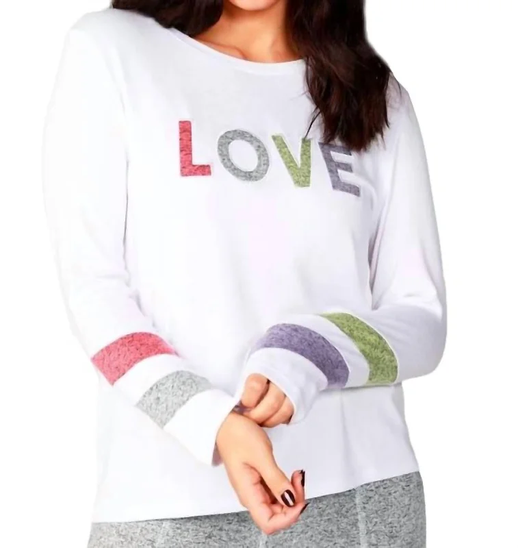 Instant Discount Multi Love Crew Top In White