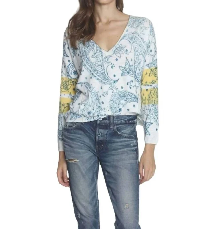 Deal of the Day Paisley Vee Top In Steel Fade