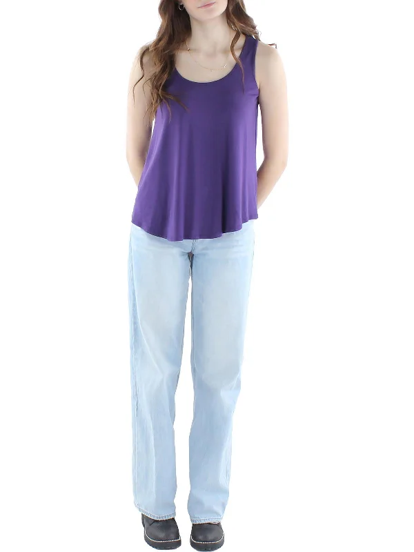 Limited Availability Petites Womens Ruffled Sleeveless Tank Top