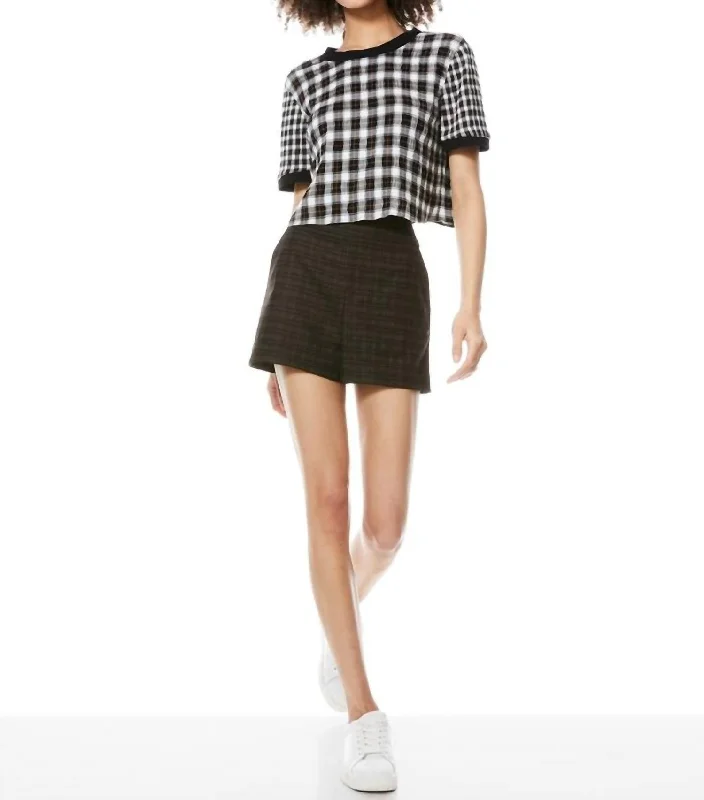 Year-End Sale Piera Plaid Cropped Tee in Shaw Plaid Black