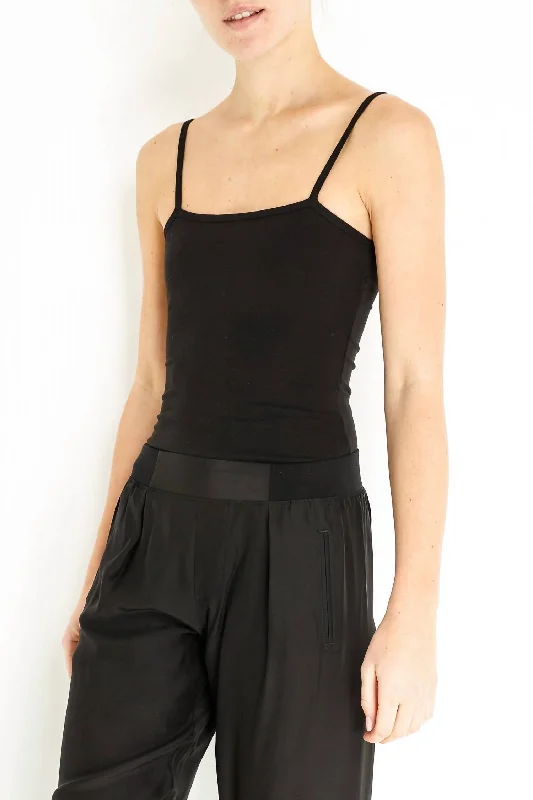 Hurry In Pima Cotton Cami Bodysuit In Black