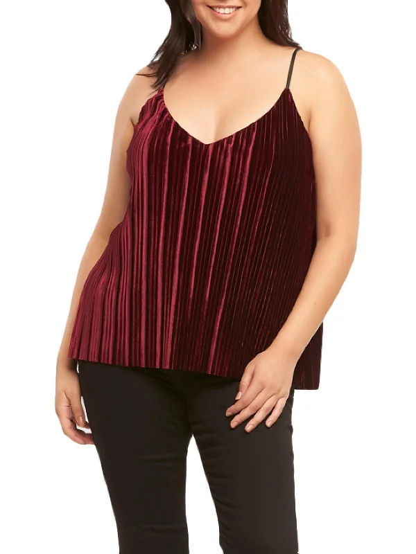 Early Access Plus Maren Womens Pleated Spaghetti Strap Tank Top