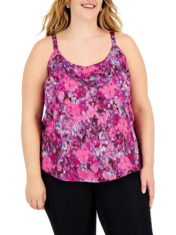 Crazy Savings Plus Womens Blurred Print Scoop Neck Cami