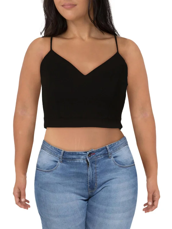 Price Drop Plus Womens Lace Back Evening Crop Top