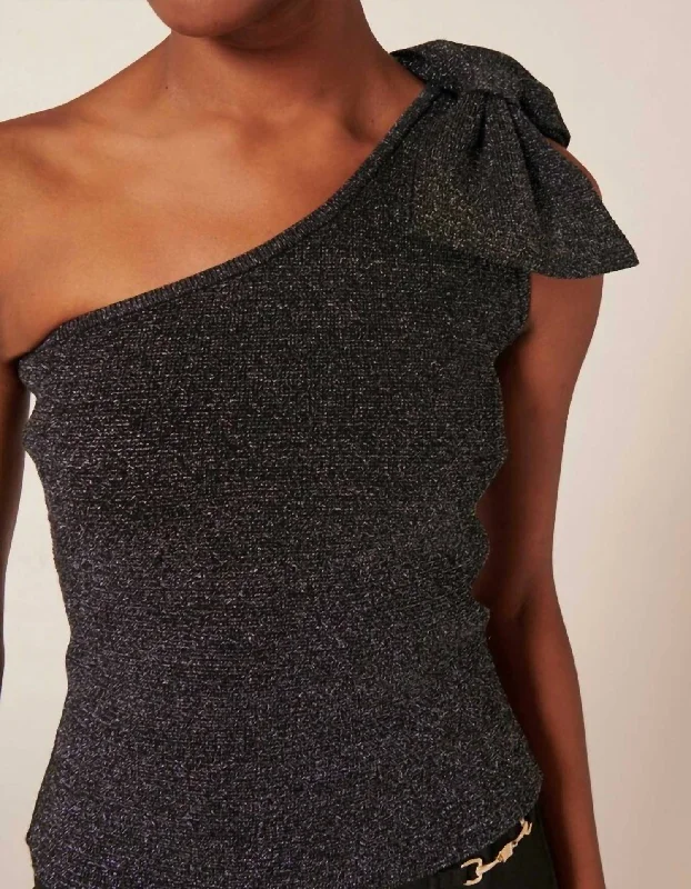 Price Drop Prescillia Mesh And Lurex Top in Black