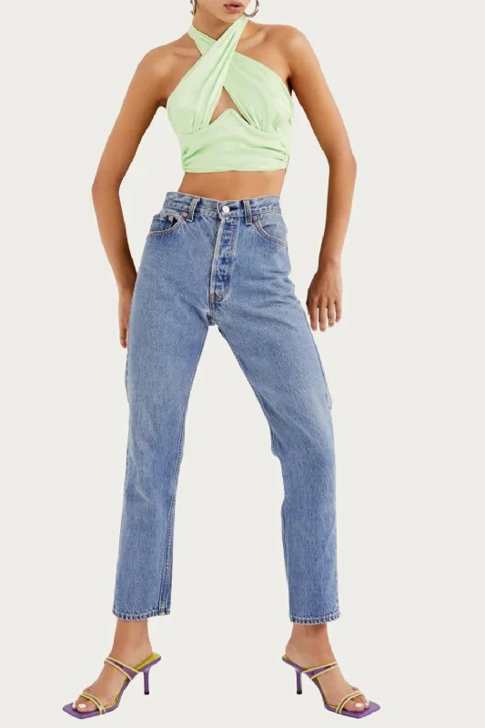 Low Prices Rana Cropped Cross Front Open-Back Top In Green