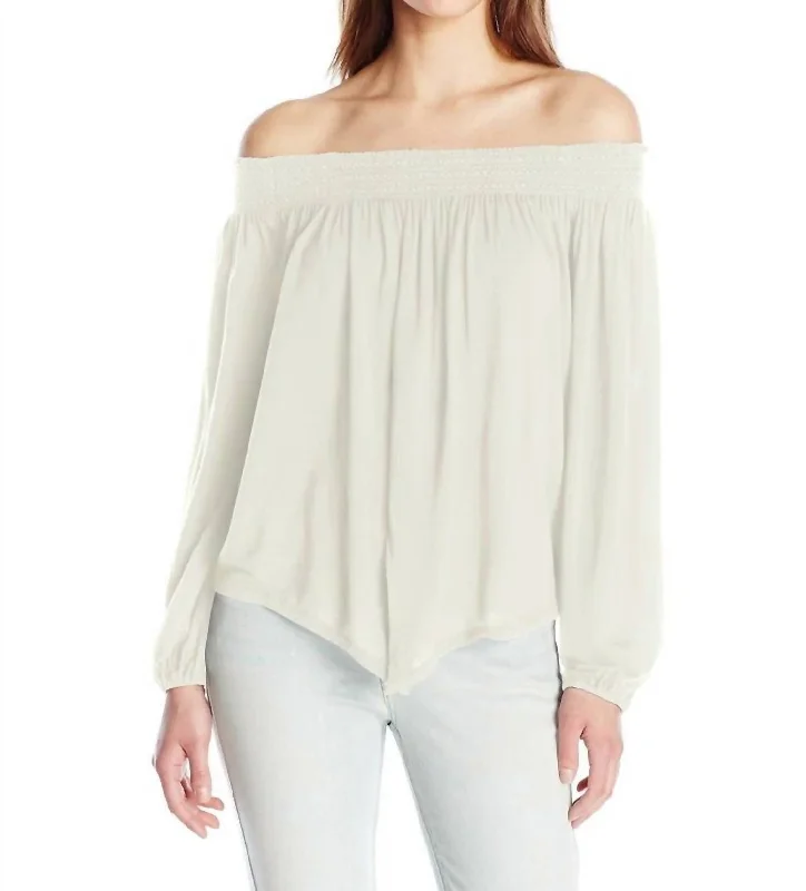 Act Now Regatta Off The Shoulder Top In Ivory