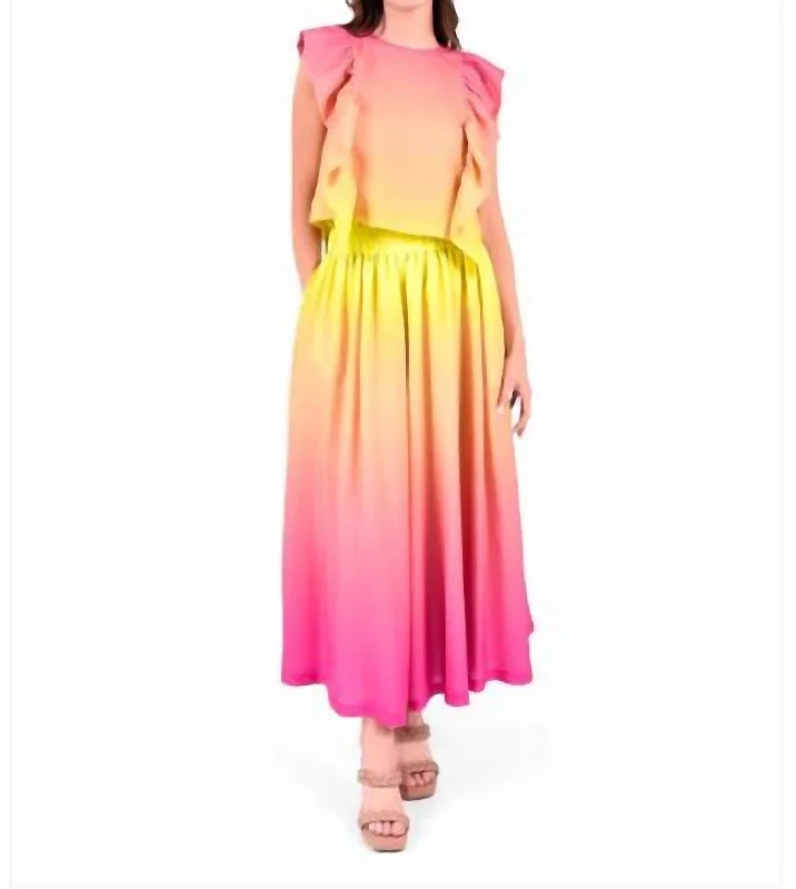 Overstock Ruby Ruffle Tank In Sunset