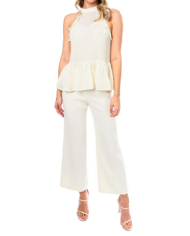 Early Access Ruffle Tank Top In Ivory Cream