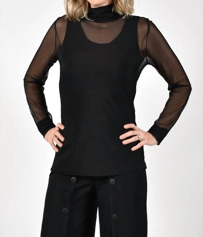 Markdowns Sheer Black Turtleneck