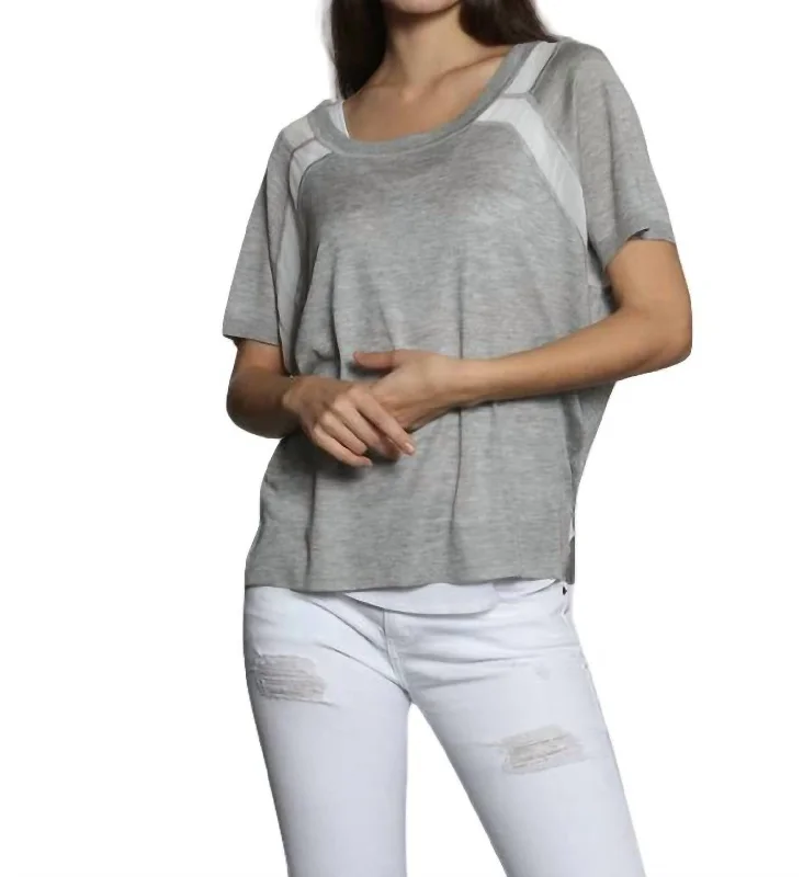 Factory Direct Sale Sheer Trim Scoop Top In Grey