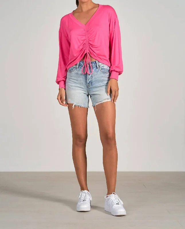Fantastic Deals Shirred Front Top In Pink