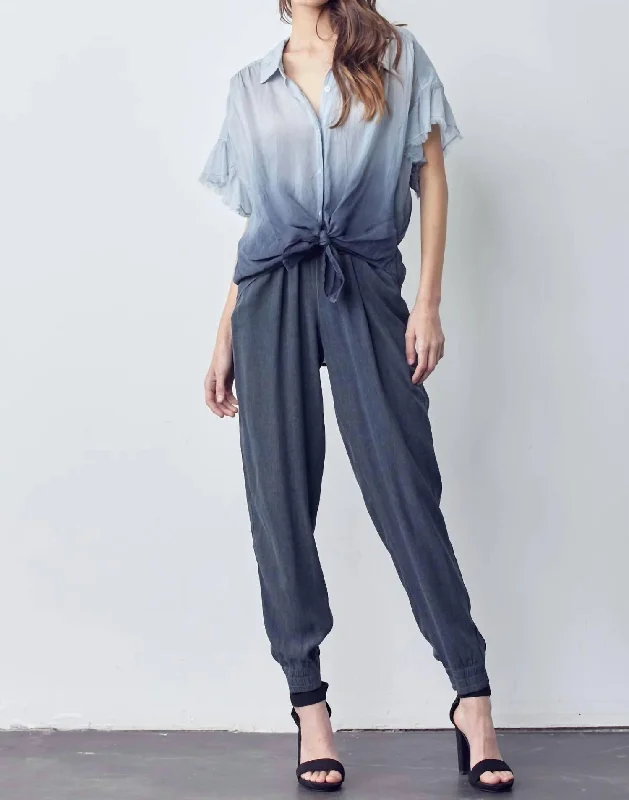 Exclusive Access Short Sleeve Button Down Shirt in Dark Teal