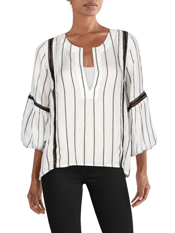 Savings Bonanza Sigrid Womens Striped V-Neck Blouse