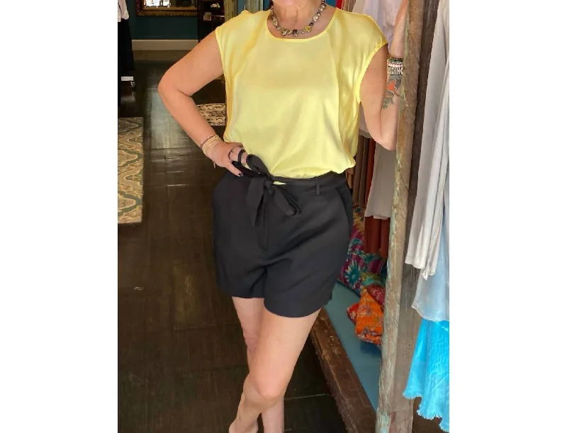 Daily Deals Silky Raglan Cap Sleeve Top In Yellow