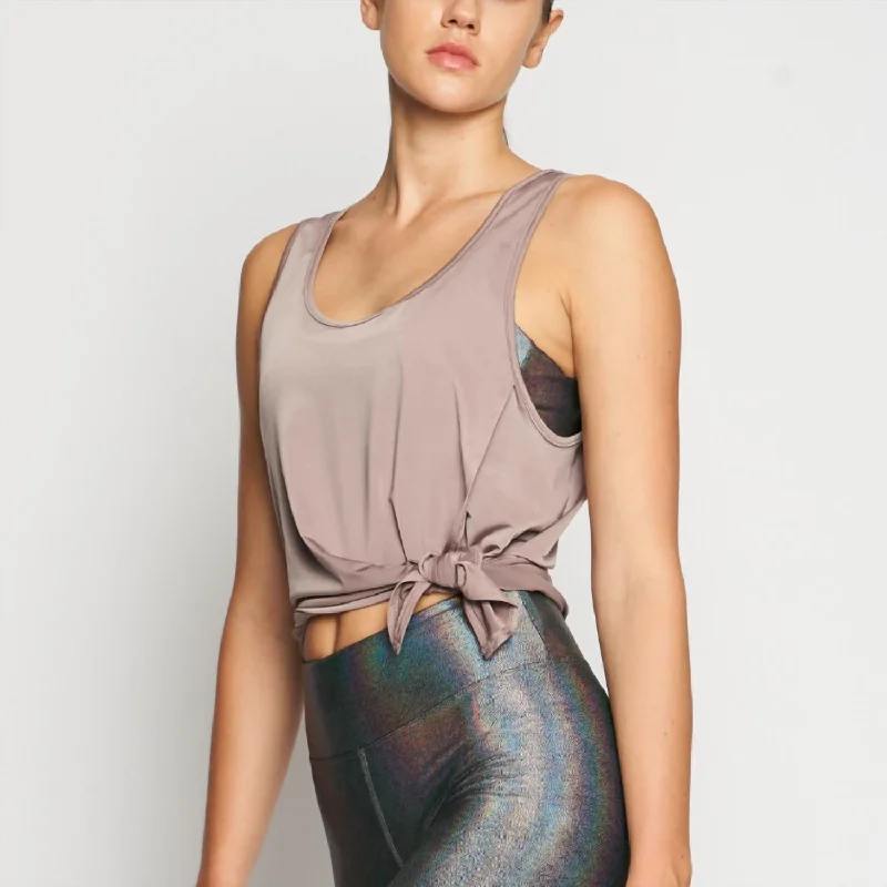 Epic Deals Silky Wrap Tank In Taupe
