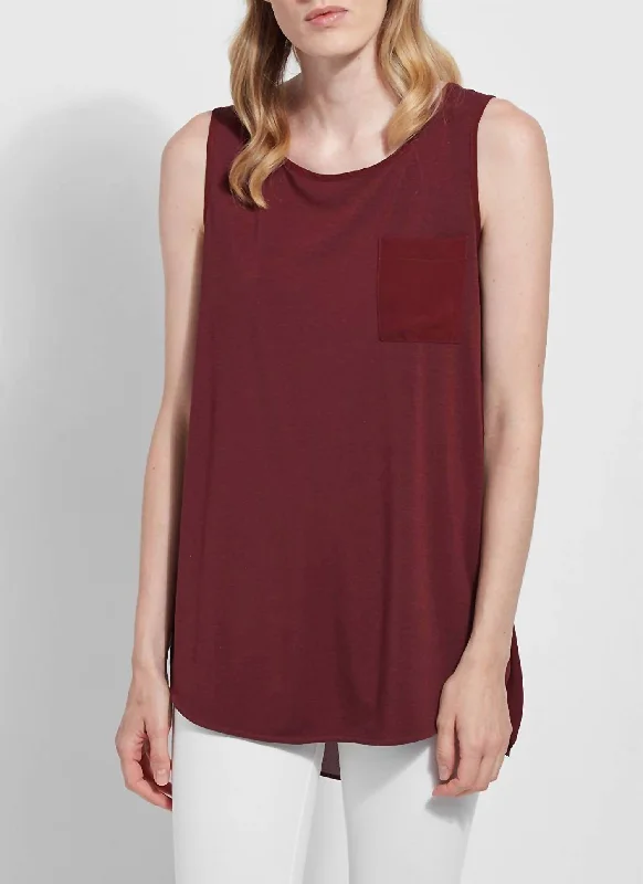 Grand Opening Sale Sleeveless Split Side Top In Wine