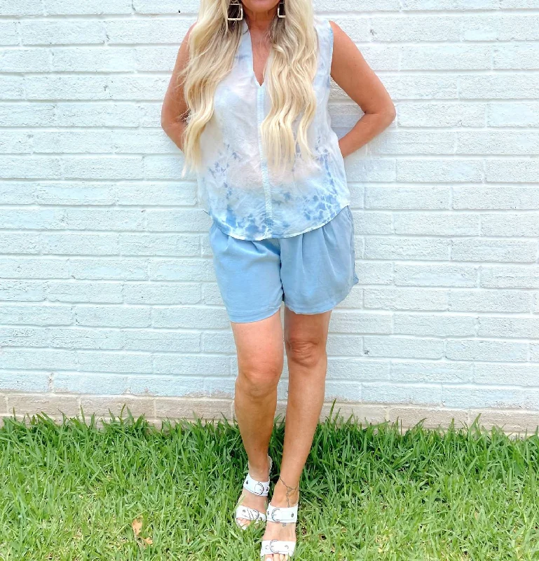 Time-Limited Offer Sleeveless V-Neck Top in Smokey Blue