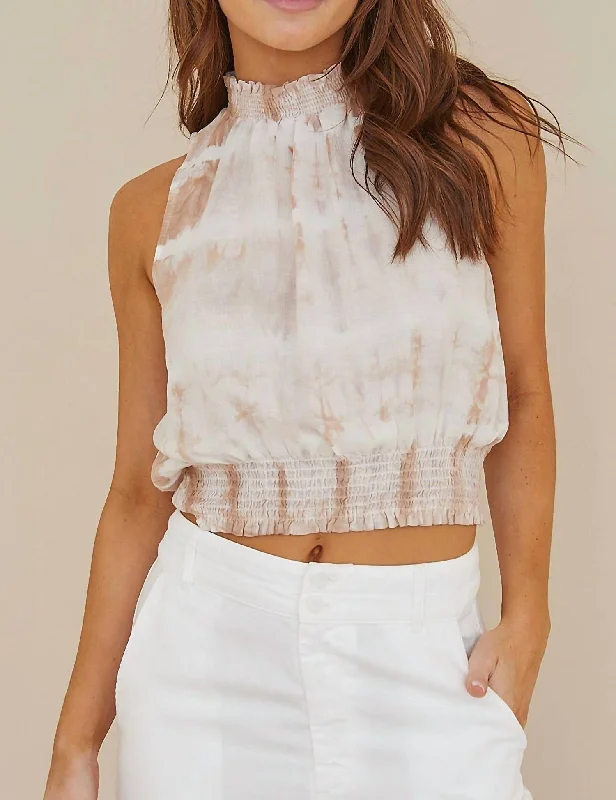 Flash Deals Smocked Halter Top In Mojave Sand