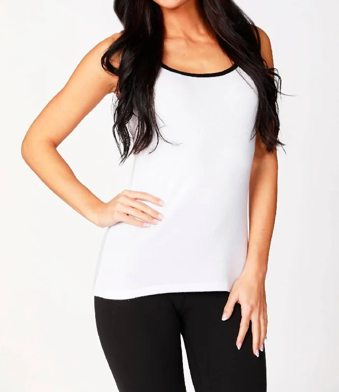 Weekend Deal Soft Stretch Contrast Tank In Bleach