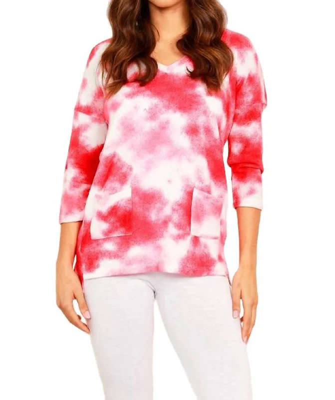 Extra Savings Soft Stretch Tie Dye 3/4 With Pockets In Red