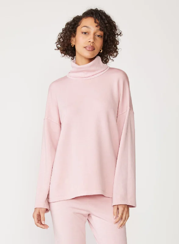 Doorbuster Deal Softest Fleece Turtleneck Top in Chalk Pink