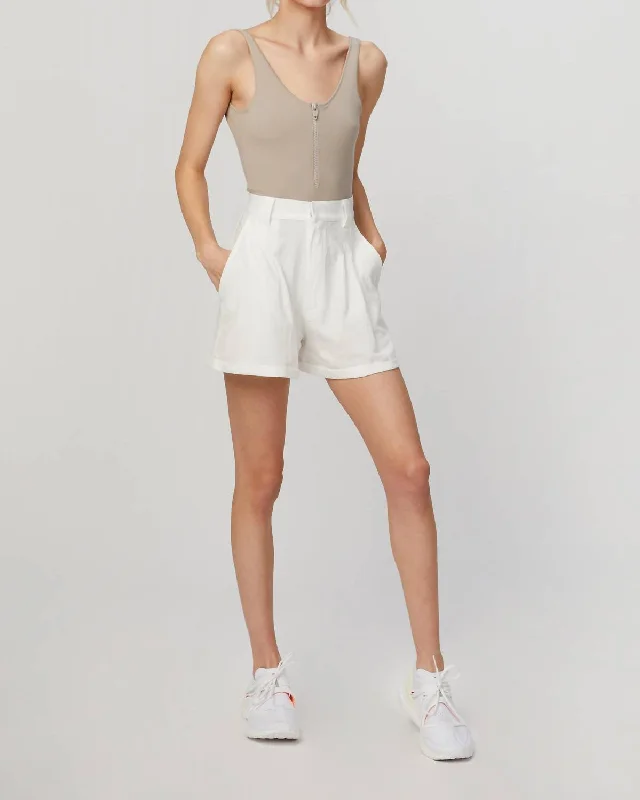 New Deals Strap Zip Knit Bodysuit In Sand